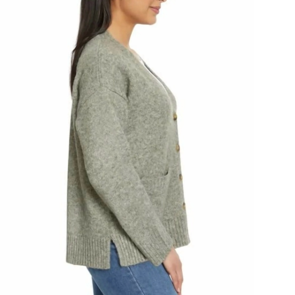 Women's Ella Moss Button Front Grandpa Cardigan Sweater L Heather Moss Green NEW - Picture 5 of 6